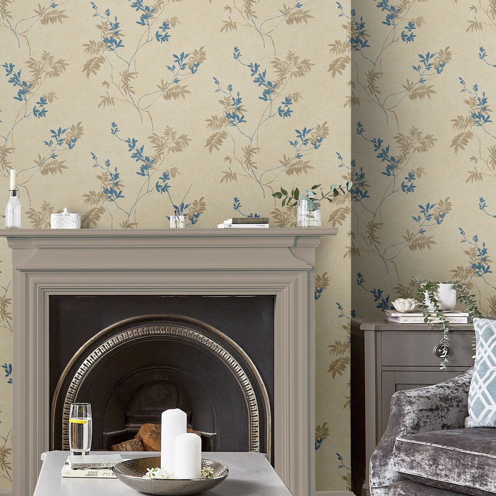 Mari Floral Wallpaper 119841 by Laura Ashley in Gold